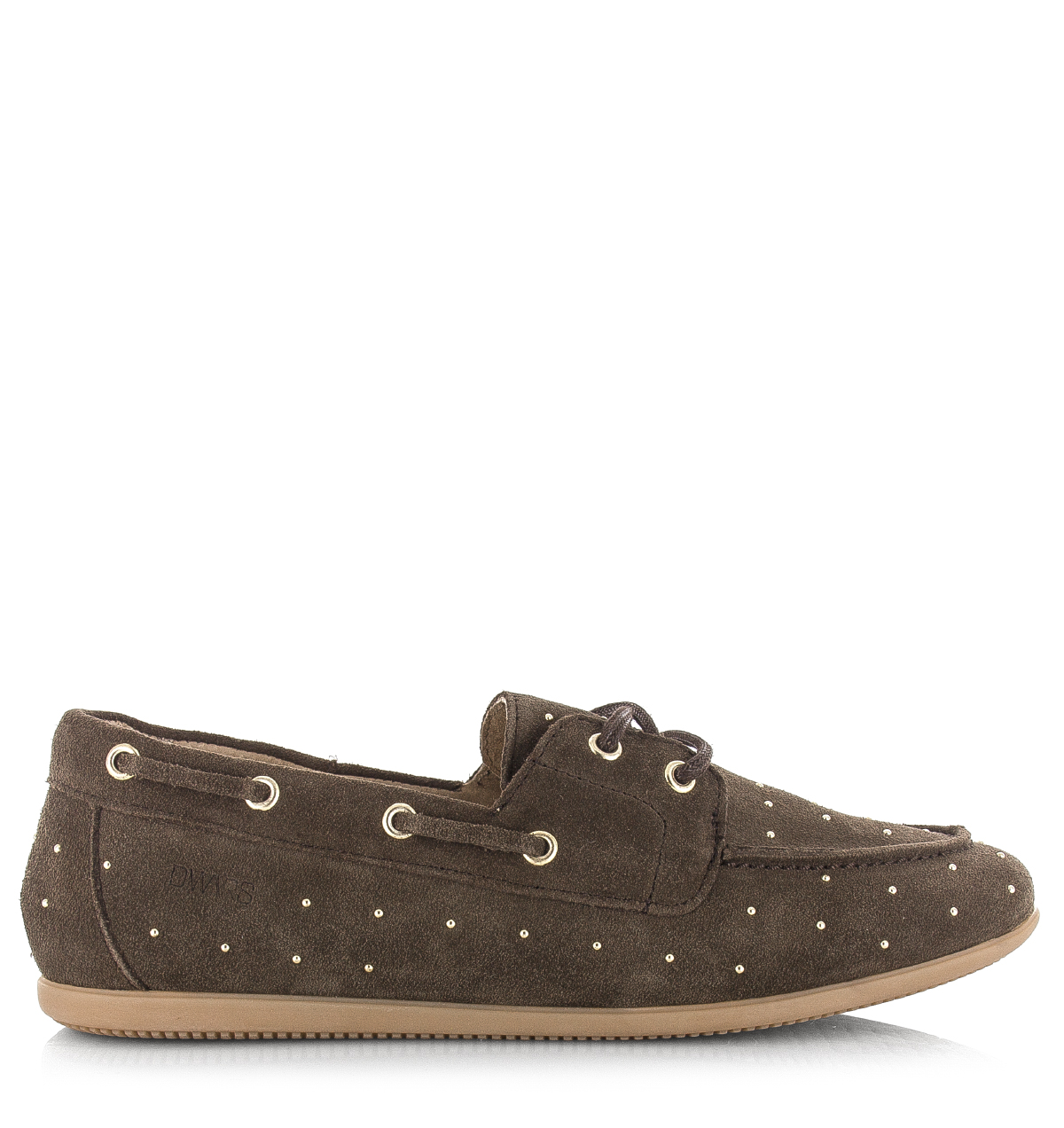 DWRS label Latty small studs dark brown Suede Dames