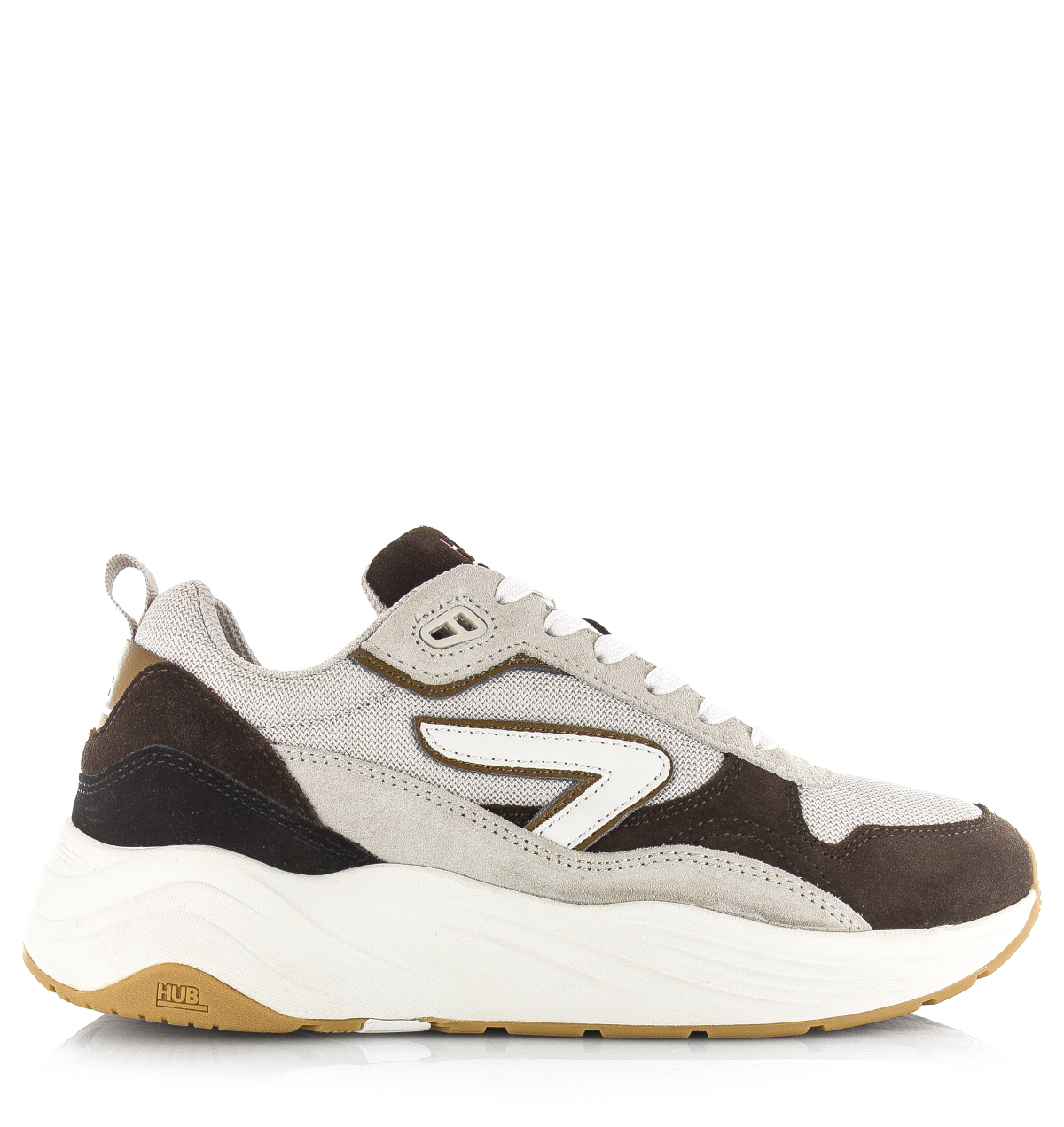 HUB GLIDE Lt Bone/Off White/Dark Coffee Suede Heren
